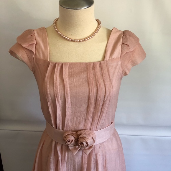 Peach colour light weight chiffon Dress Size: XS - Picture 3 of 11